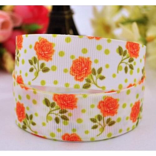 22mm 25mm 38mm 75mm Fresh Flowers Cartoon Printed grosgrain ribbon party decoration sewing supplies 10 Yards X-00233