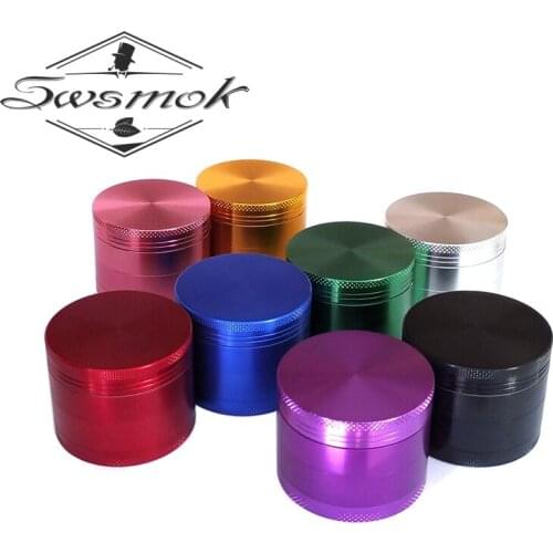 SWSMOK 50MM 4-layer Aluminum Alloy Herbal Herb Tobacco Grinder Spice Weed Grinders Smoking Pipe Accessories Gold Smoke Cutter