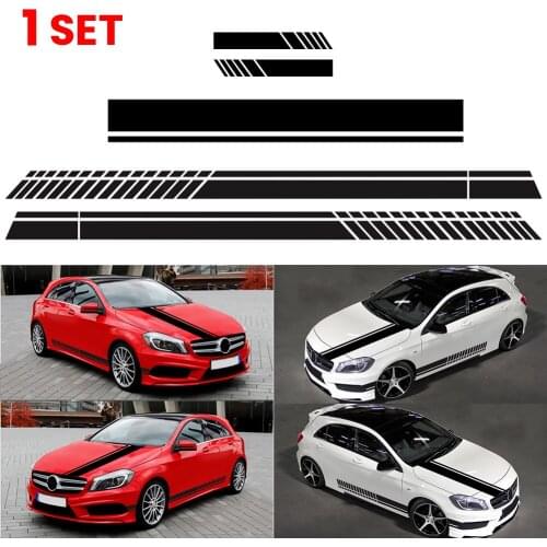 5 Pieces Car Hood Stripe Graphic Decal Vinyl Body Racing Rearview mirror Sticker