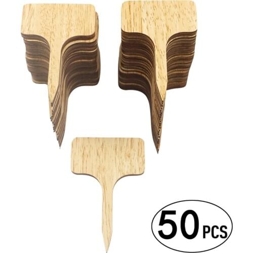 50x Wooden T-Type Bamboo Plant Labels Eco-Friendly Wooden Plant Sign Tags Garden Markers for Seed Potted Herbs Flowers Tools