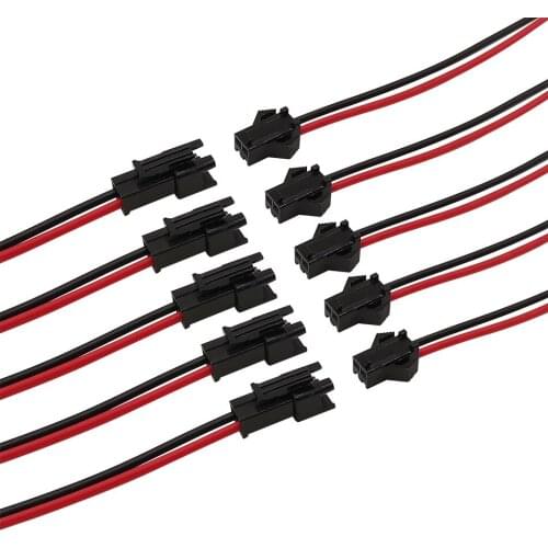 50Pair JST SM 2 Pin Plug Cable Pigtail JST 2P Male to Female Wire Cable Connector for Strips Light 10CM 15CM 20CM