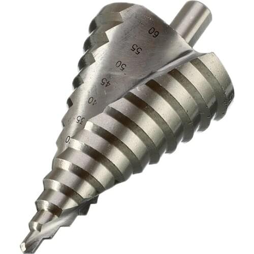 6-60MM HSS 4241 Spiral Flute Step Drill Bit 12 Steps 13mm Shank Increment Steel Step Cone Drill Bit Hole Cutting Drilling Twist