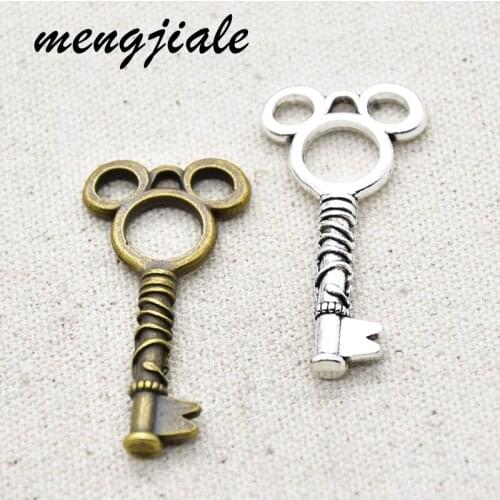 6pcs Two Color Vintage Metal Alloy Key Charms For DIY Jewelry Making Accessories