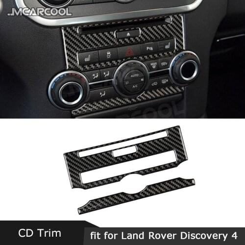 Car Central Control AC CD Panel Button Carbon Fiber Trim Frame Cover Stickers For Land Rover Discovery 4 LR4 2010-2016