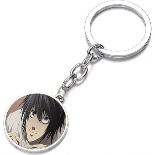 Anime Death Note Keychain Bronze Silver black Glass Dome Key Chain Bag Charm necklace Keyring Holder Kids boy girl Gift