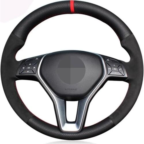 Car Steering Wheel Cover Genuine Leather Suede For Mercedes-Benz A-Class 2013-2015 B-Class E-Class 2011-2014 CLA-Class 2013 2014