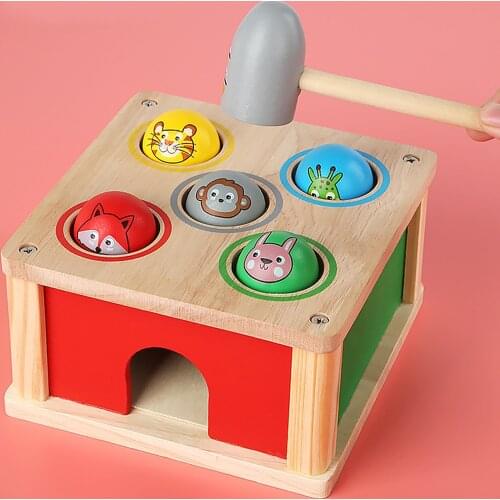 Wooden Hammer Toy Pounding Bench Toddler Kids Hammbering Ball Pouch and Drop Bench Playset