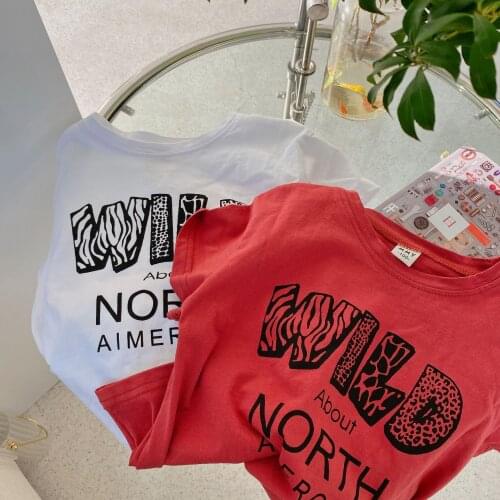 Childrens Cotton T Shirt 2021 Summer New Fashion Letter Print T Shirt for Boys and Girls Kids Short Sleeve T-shirt Baby Clothes