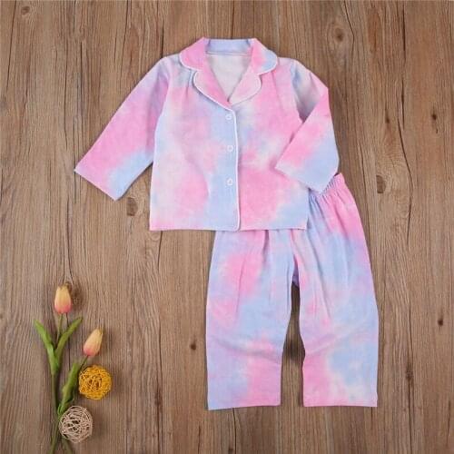 Kids Boys Sleepwear Baby Girls Winter Cotton Sets Children Tie Dye Print Homewear Pajamas for Boy Pyjamas Kids Nightwear 1-6T