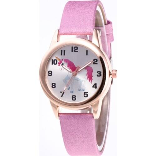 Kids Watch Fashion Cute Cartoon Unicorn Leather Strap Wristwatch Classic Digital Girl Watch Child Quartz Gifts for the New Year