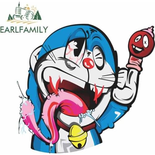 EARLFAMILY 13cm x 10.2cm For Zombie Doraemon Car Bumper Decal Windows Car Stickers Vinyl Material Suitable For JDM SUV RV