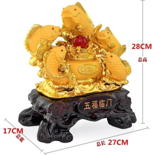 Feng ShuiFish resin cornucopia handicraft Five carp home decoration accessories fish statue hotel decoration maison home decor