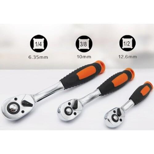 1/4",3/8",1/2" 72-tooth Ratchet Handle Wrench Hand Tool Quick CR-V Universal Socket Wrenches Ratchet Spanner Auto Repair Tools