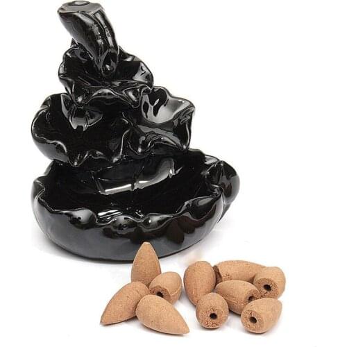 Handmade Porcelain Ceramic Incense Burner Holder With 10 Backflow Incense Burner Buddhist Decoration Home Aromatherapy Gift