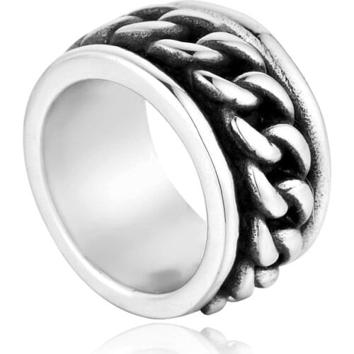 Classic Spinner Chain Men Rings Cool Silver color Stainless Steel Fashion Rings For Men Women Jewelry Party Gift Engagement
