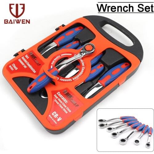 12 Points 72 Tooth Ratchet Special Opening Ratchet Wrench for Car Reapair Gear Spanner Handle Mechanical Torque Spanner 7pcs Set
