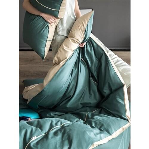 Cotton Bedding Set Luxury Bedding Sets 3/4pcs Solid Duvet Cover Set Bed Spread Pillowcase AB Side Duvet Cover Green Pink Gray