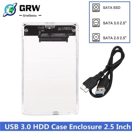 USB3.0 HDD Enclosure 2.5inch Serial Port SATA SSD Hard Drive Case Support 2TB transparent Mobile External HDD Case