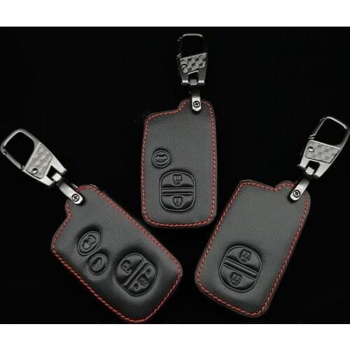 Leather Car Key Case For Toyota Rav4 Corolla Camry Crown Prado 2/3/4 Button Remote Control Smart Shell Key Case Accessories