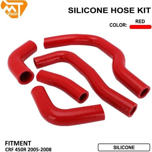 Red Motorbike Radiator Silicone Coolant Hose Water Pipe Rubber Tube For Honda CRF450R 2005-2008 2006 2007