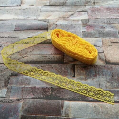 Wholesale 10 yards 22mm Width Golden Yellow Lace Ribbon Embroidery Lace DIY Jewelry Decoration Clothing Accessories