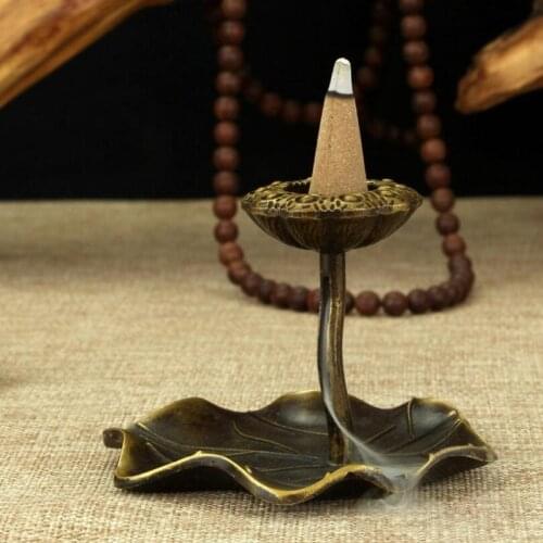 Lotus flower Pure copper Backflow incense burner Desktop creative ornaments Censer Sandalwood granules