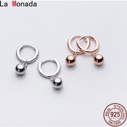 La Monada Hoop Earrings For Women Silver 925 Fine Women Earrings Jewelry Minimalist Hoop Earrings 925 Silver Women Ball Charm