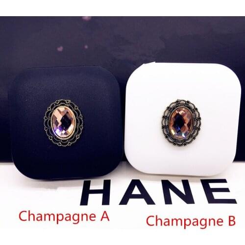 LIUSVENTINA Handmade DIY Cute Alloy Flower Champagne Gemstone Contact Lens Case With Mirror Box Container for Color Lenses