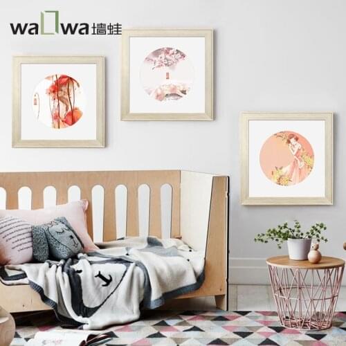 The wall frog Huayin drunk new Chinese study decorative painting murals of the original small fresh real princess Lia watercolor