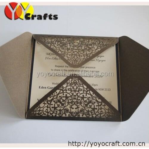 Latest luxury handmade laser cutting marathi wedding card design with envelop lasered chinese wedding invitation card hot sell