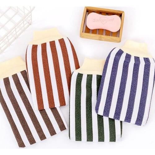 Exfoliating Mitt Vertical Stripes Thickened Double-sided Bathing Back Rubbing Gloves