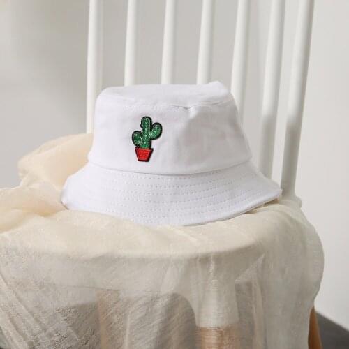 2018 Embroidery Cactus Bucket Hat Unisex Fashion Bob Caps Hip Hop Gorros Men Summer Cotton Caps Beach Sun Fishing Bucket Hat