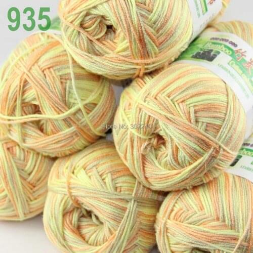 Lot of 6 Skeins Super Soft Natural Bamboo Cotton Knitting Yarn Yellow Orange 935
