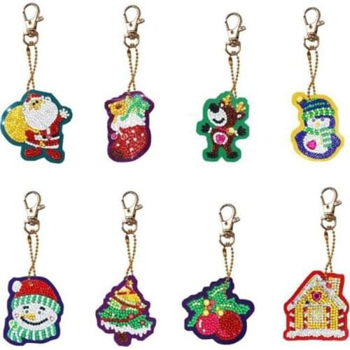 DIY Full Drill Special-Shape Diamond Painting Keychain Christmas Decor Bag Pendant Keychains Jewelry Key Ring Gifts 2019