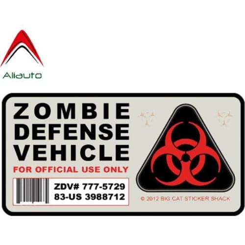 Aliauto Warning Car Sticker Amusing Zombie Defense Vehicle Auto Window Sunscreen Anti-UV Decal Motorcycle Parts,12cm*6cm