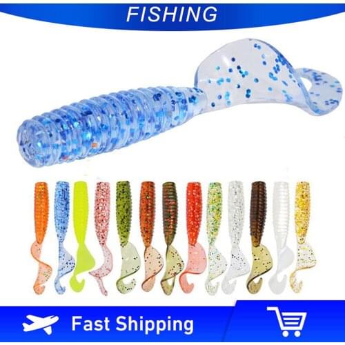 Afishlure 12pcs/lot Soft bait Fishing Lure 45mm 1.2g Grub Artificial Panfish Crappie Bream Trout Crankbait AR03