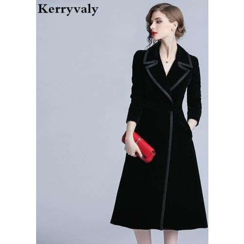 Luxury Black Velvet Long Winter Coat Casacas Para Mujer Invierno 2021 Gothic Long Sleeves Women Coat Casaco Feminino K315