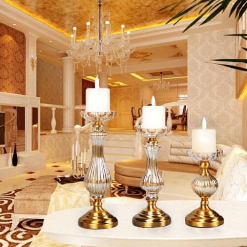 Nordic Candle Holders Golden Crystal Glass Centerpieces Candlestick Faroles Para Velas Candelabra Home decoration Accessories