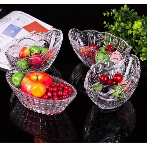 Glass Fruit Boat Transparent Fruit Plate Salad Dessert Plate Glass Fruit Plate Fruit Douglas Crystal Glass