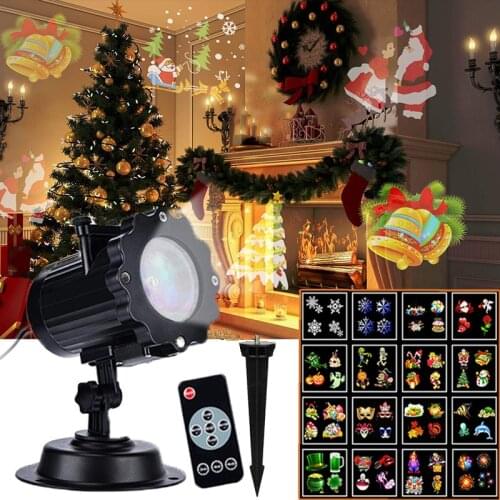 New Year 16Patterns Led Laser Projector Lamps Christmas Garden Lawn Light Waterproof DJ Disco Light For Home Holiday Decoration