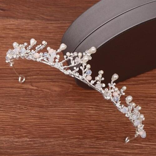 Bride Tiara Silver Color Rhinestone Pearl Crown Wedding Hair Accessories Women Prom Princess Diadem Bridal Crown Hair Jewelry