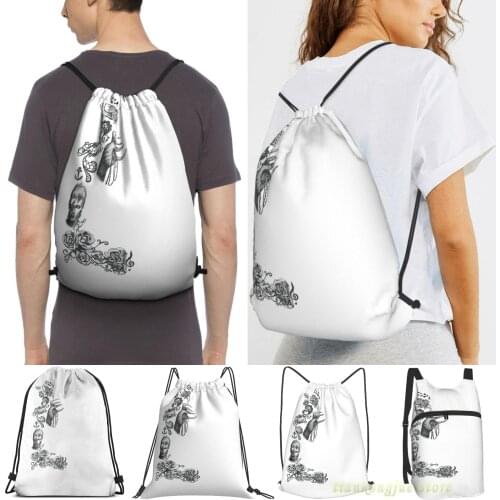 Unisex Drawstring Bags Lady Gaga Tattoos Women Drawstring Backpacks Men Outdoor Travel Backpacks Training Fitness Bag