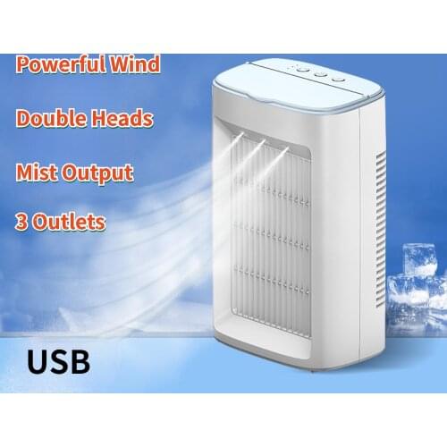 USB Spray Humidification Water Cooling Fan Desktop Household Double Air Cooler Mini Table Top Small Air Conditioning