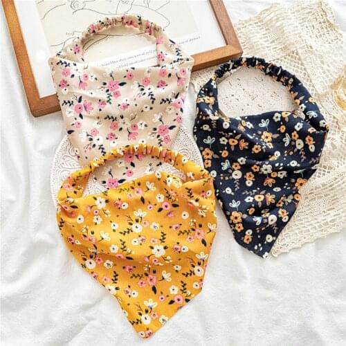 Vintage Floral Triangle Bandana Tight Elastic Hair Band Head Scarf Fixed Hair Headband Boho Turban Casual Hair Accessories