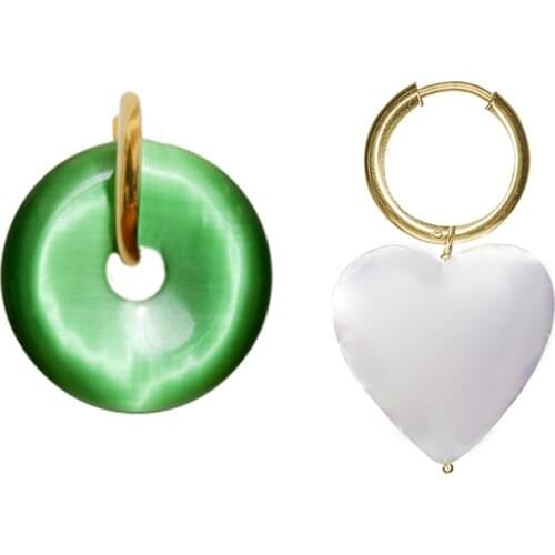Timless pearly green earring Rock donut mismatched earrings women Luxury Ethnic bohemian Wedding Party Jewelry pearl heart drop
