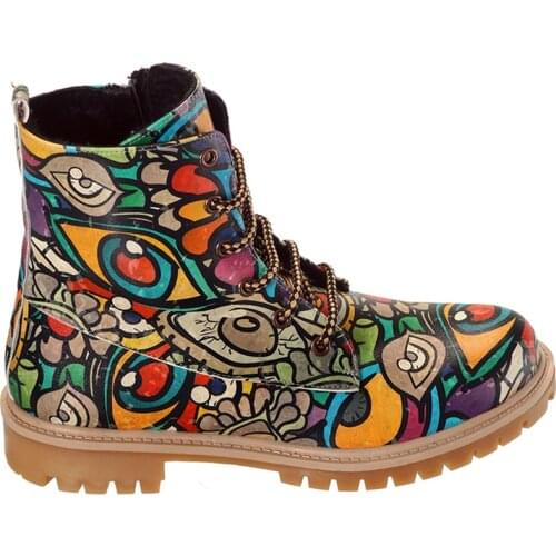 Eyes Themed Pattern Lace-Up Women Short Boots 461647578