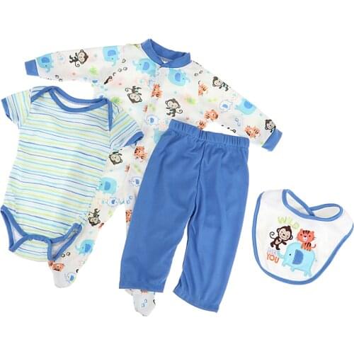 Handmade Doll Clothes Jumpsuits + Neckerchief + Pants For Reborn Boy Dolls