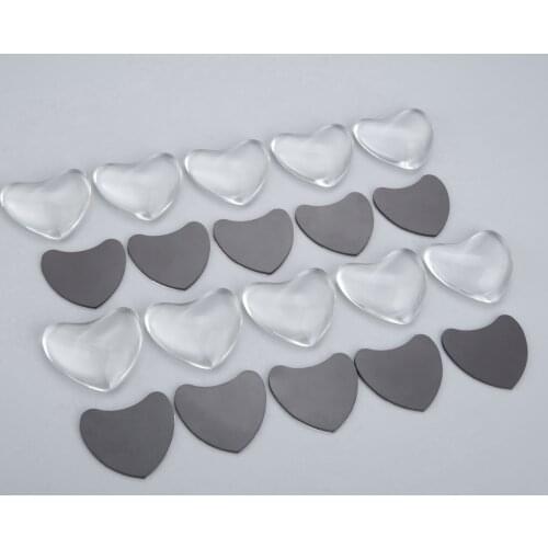 10sets Heart cameo Clear glass dome cabochon 45mm + Fridge Magnet Sticker DIY Craft Flat-back Jewelry making decoration Hicello