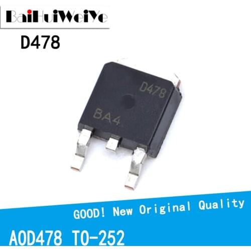 10PCS/LOT AOD478 D478 478 OD478 AOD478A 11A 100V TO-252 TO252 MOS FET New and Original IC Chipset MOSFET-N