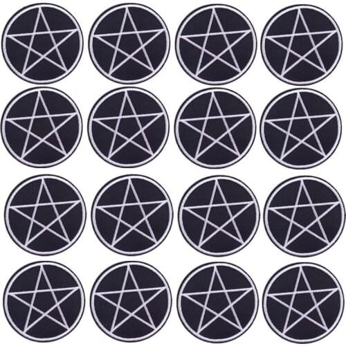 10PCS Pentagram Badge Cheap Embroideried Patches For Clothing Iron On Patches For Clothes DIY Applique Stripes Embroidery Patch